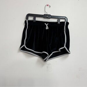 Women’s Black velvet athletic shorts velour drawstring short gym shorts Y2K